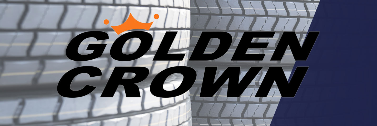 Golden Crown logo on a background of black tyres