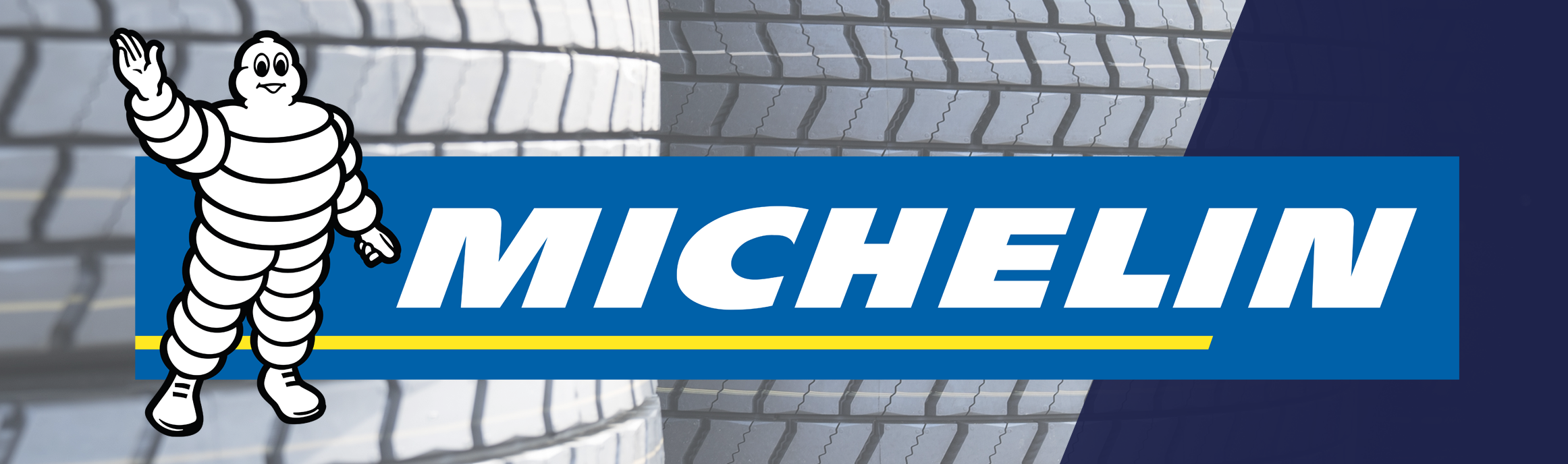 Michelin logo met een achtergrond van zwarte banden